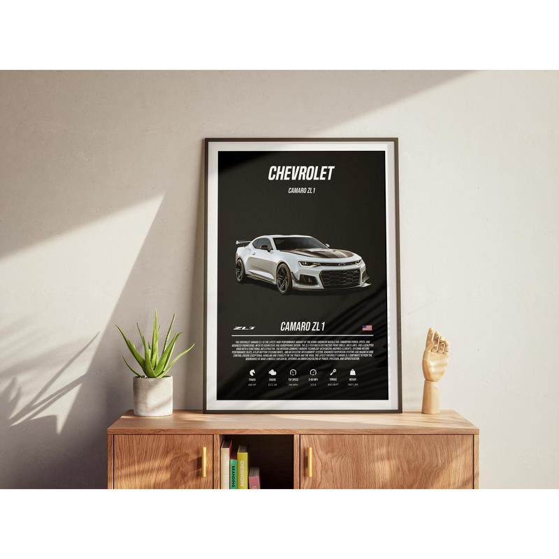 Perectpearlzlnc Chevrolet Camaro ZL1 Car Poster No Framed, Christmas Home Decor, Car Enthusiast, Car Minimalist Wall Art