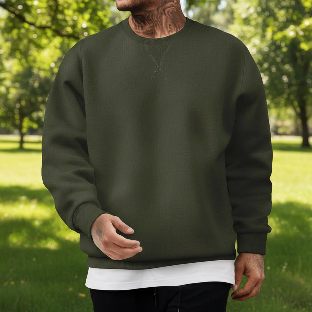 Dokotoo Men Classic Men'S Crewneck Sweatshirts Solid Color Fleece Warm Pullover Long Sleeve Casual Tops for Everyday Comfort & Style