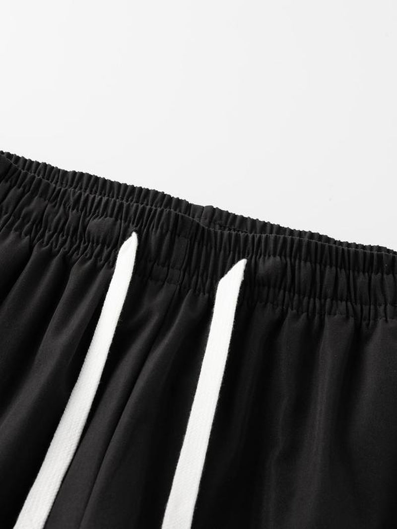 Men'S Solid Color Striped Trim Drawstring Waist Pants, Regular Fit Casual Comfy Breathable Jogger Pants for Gym Workout Running, Men'S Bottoms for Summer