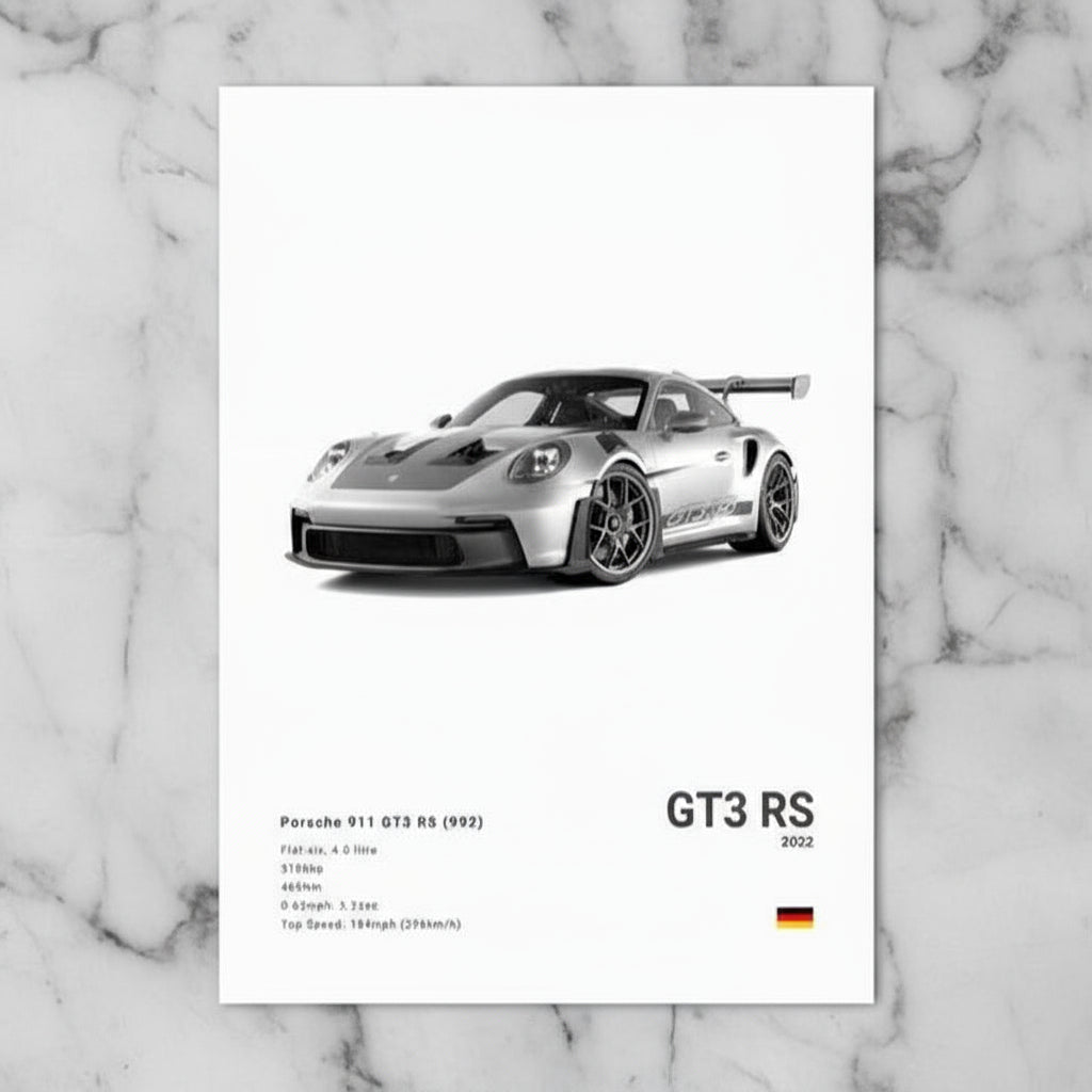 Porsche 992 GT3 RS Poster Print | Wall Art | Car Photography Poster No Framed