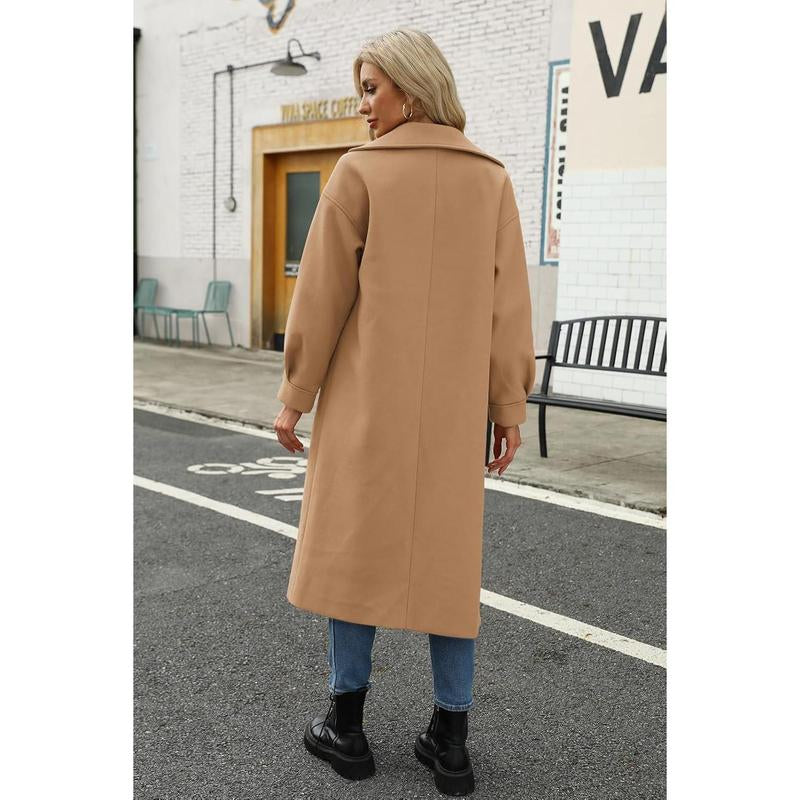 Piepiebuy Women'S Wool Blend Double Breasted Pea Coat Notched Lapel Long Winter Overcoat