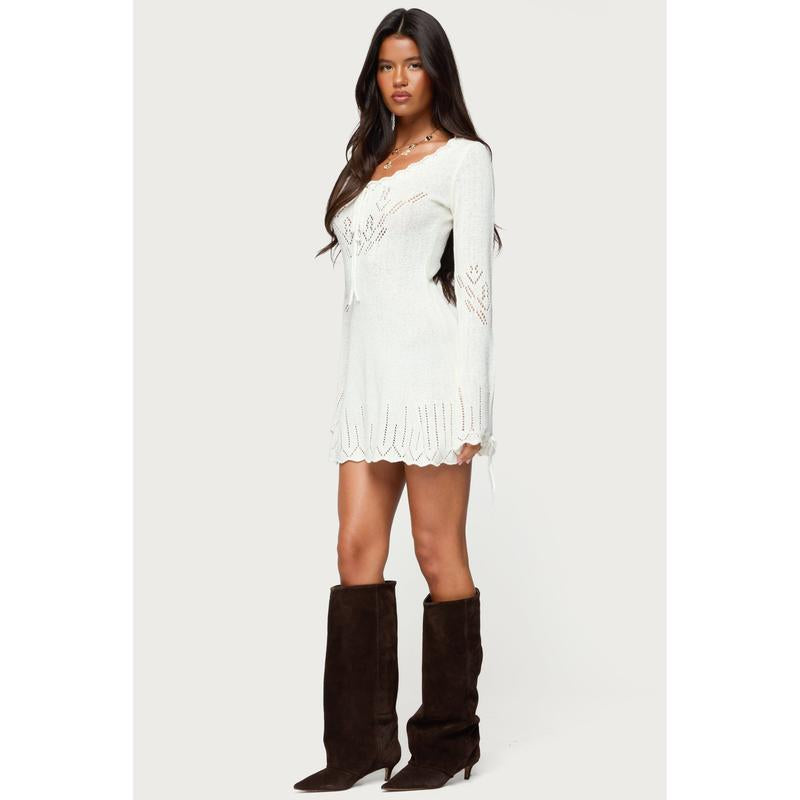 Shaia Pointelle Knit Mini Dress
