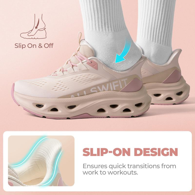 ALLSWIFIT Women'S Slip on Walking Shoes Hands Free Non Slip Comfort Workout Gym Athletic Casual Breathable Running Tennis Moveslide Fashion Sneakers