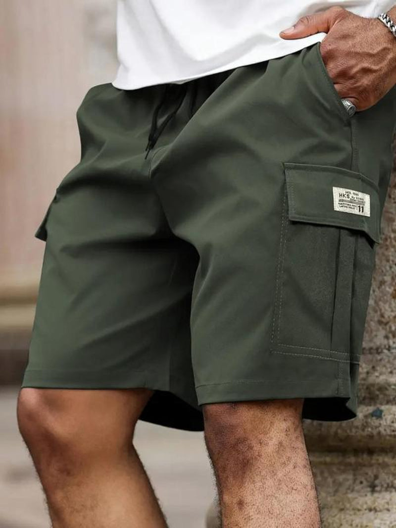 Men'S Solid Color Flap Pocket Cargo Shorts, Regular Fit Casual Fashion Comfy Shorts for Summer, Men'S Bottoms for Daily Wear, Breathable Athletic Shorts