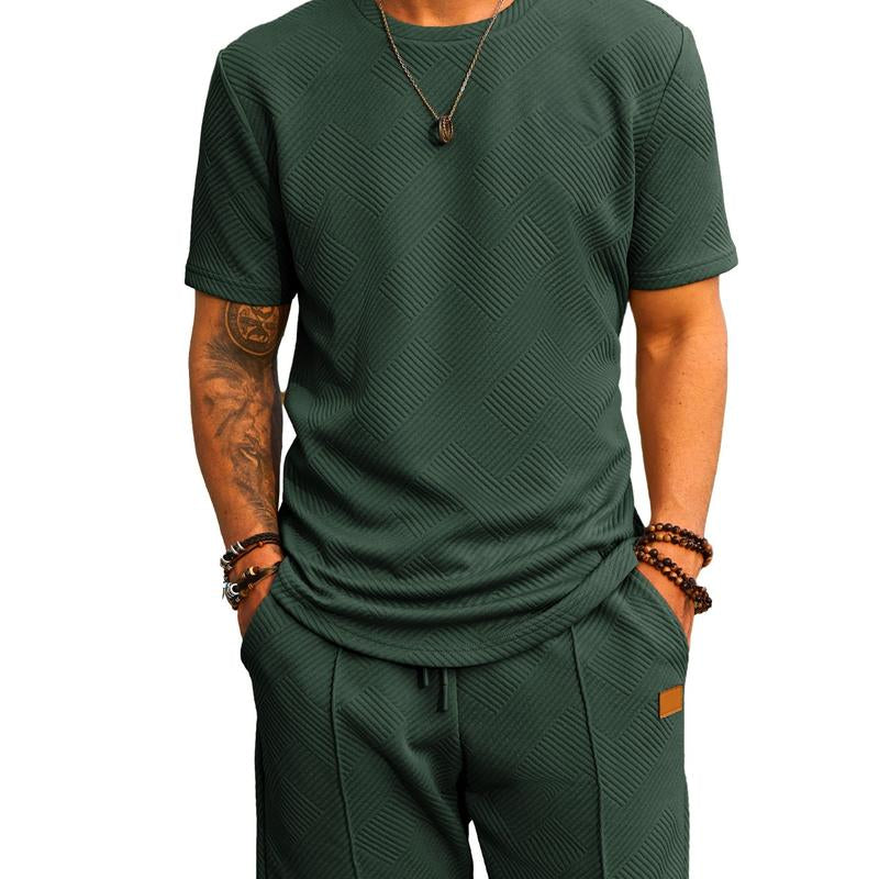 Dokotoo Men Mens Short Sets 2 Piece Outfits Summer Casual T-Shirts and Shorts Tracksuit Sets with Pockets Menswear Shortsleeve Crewneck Clothes Formal Fathersdaygift Gamis