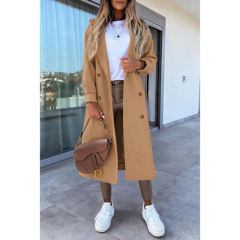 Piepiebuy Women'S Wool Blend Double Breasted Pea Coat Notched Lapel Long Winter Overcoat