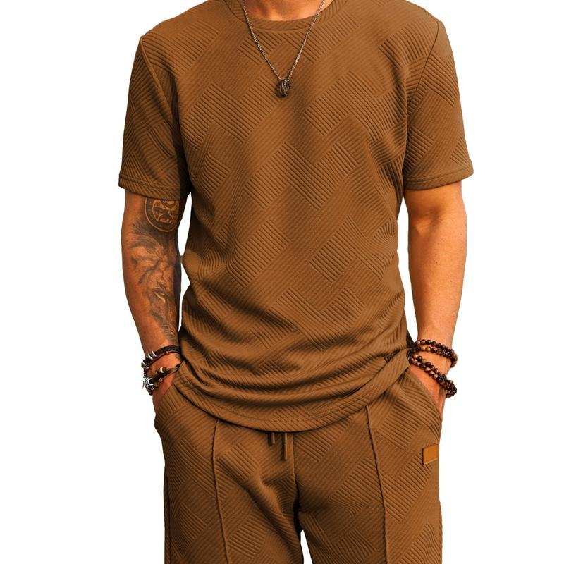 Dokotoo Men Mens Short Sets 2 Piece Outfits Summer Casual T-Shirts and Shorts Tracksuit Sets with Pockets Menswear Shortsleeve Crewneck Clothes Formal Fathersdaygift Gamis