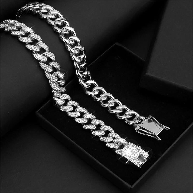 Cuban Link Chain for Men Women,Hip Hop Decoration,Iced Out Chain,Fashion Decoration