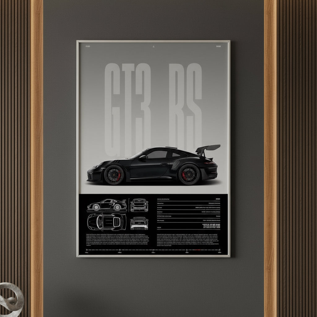 Porsche 911 GT3 RS Poster | Hyper Car Poster | Super Car Print | Art Print | Poster | Home Decor | Wall Decor Photo Satin