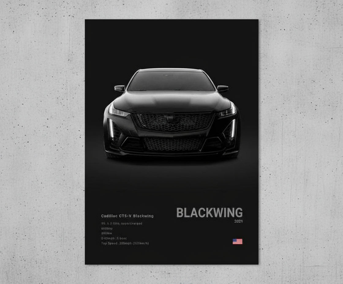 Cadillac CT5-V Blackwing Poster No Framed Prints, Gifts for Men, Vintage Cars Posters, Car Lovers Gifts, Car Wall Art Room Decor