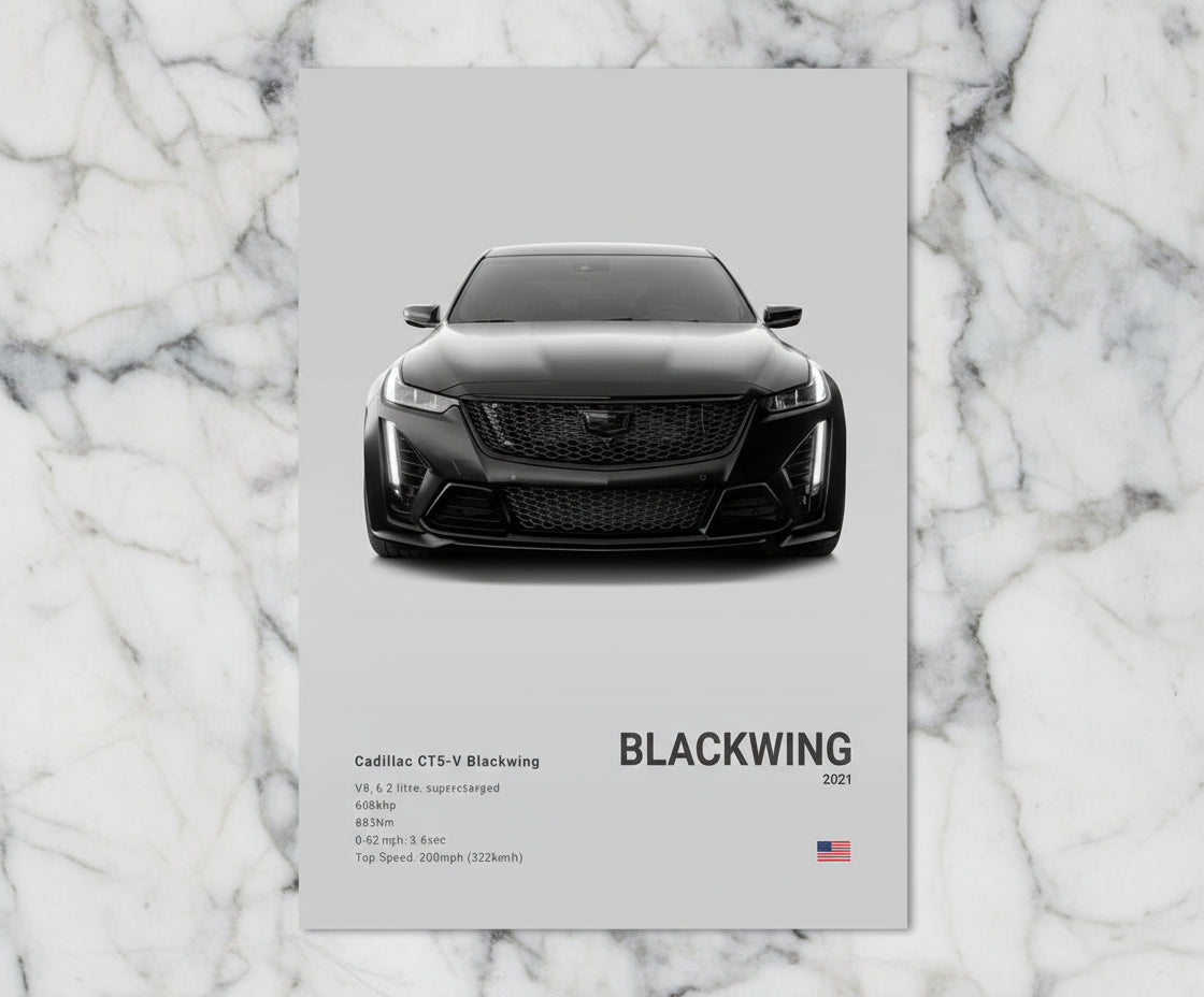 Cadillac CT5-V Blackwing Poster No Framed Prints, Gifts for Men, Vintage Cars Posters, Car Lovers Gifts, Car Wall Art Room Decor
