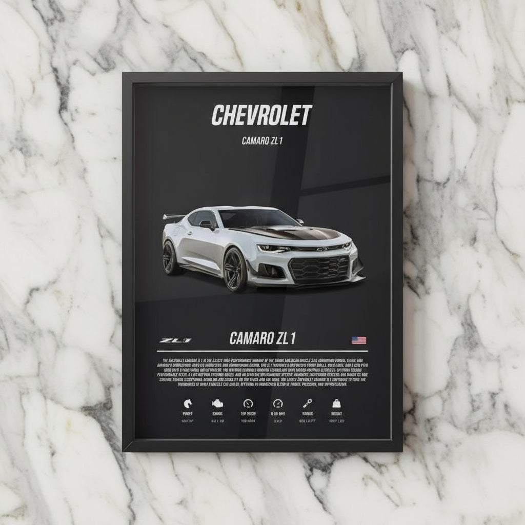 Perectpearlzlnc Chevrolet Camaro ZL1 Car Poster No Framed, Christmas Home Decor, Car Enthusiast, Car Minimalist Wall Art