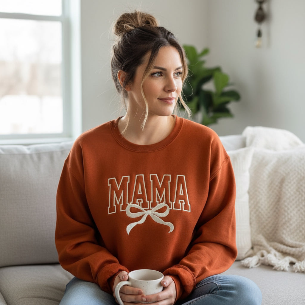 MAMA Embroidered Unisex Sweatshirt Pullover Crewneck