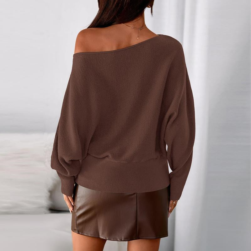 Prettygarden Womens‘ off Shoulder Knit Top Fall Sweater Trendy Long Batwing Sleeve Pullover Going Out Tops Winter Clothing#Fallfreshness