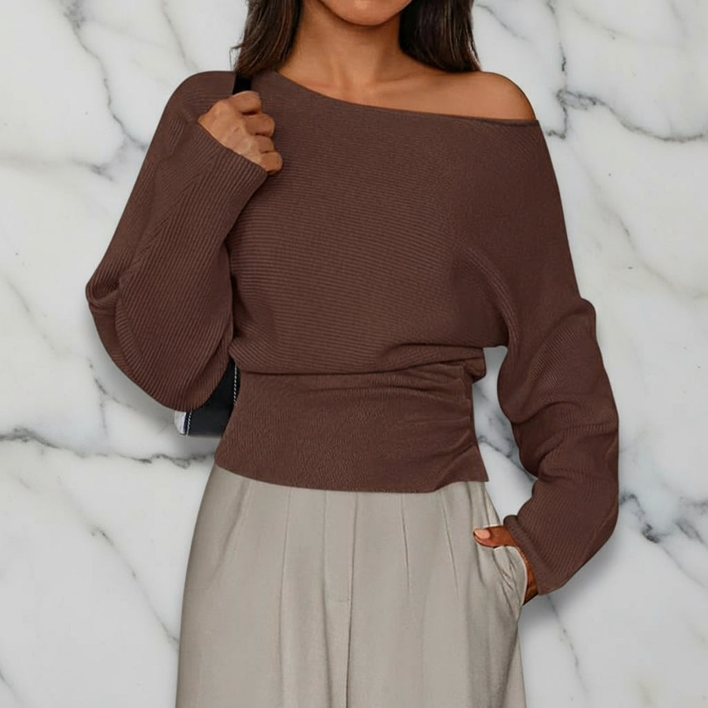 Prettygarden Womens‘ off Shoulder Knit Top Fall Sweater Trendy Long Batwing Sleeve Pullover Going Out Tops Winter Clothing#Fallfreshness