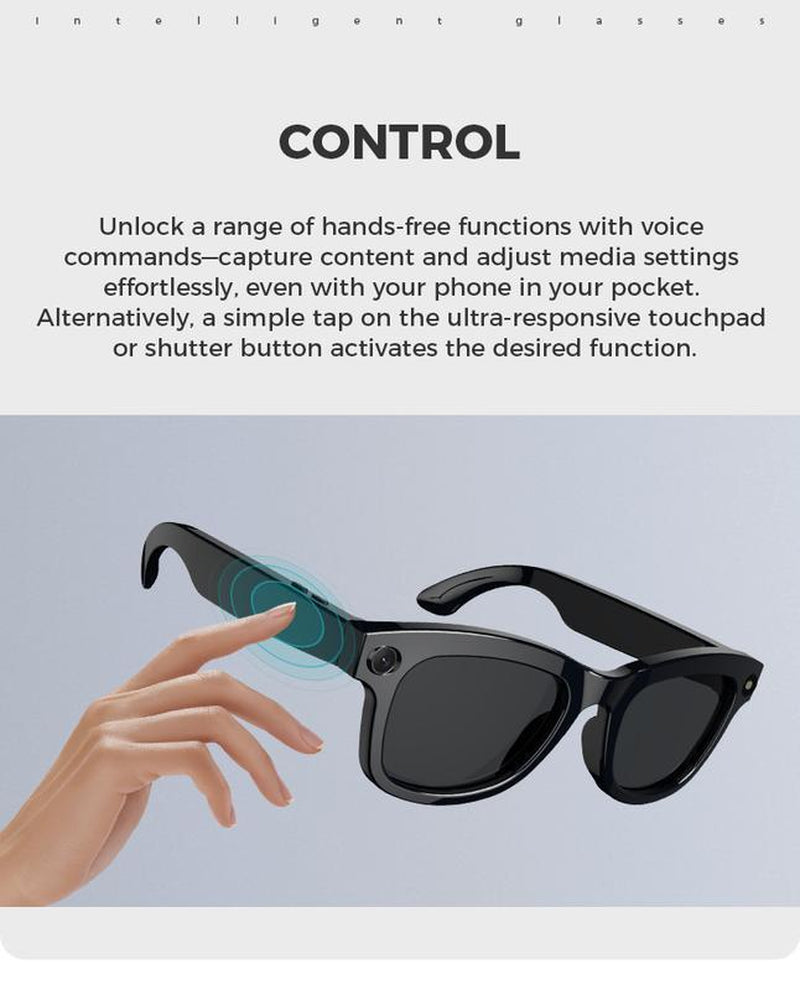 Smart Glasses Camera, Polarized Sunglasses with Built-In Microphone & Speaker, Voice Assistant, UV Protective & Audio Sunscreen Multifunctional Smart Glasses, Wearable Smart Eyewear