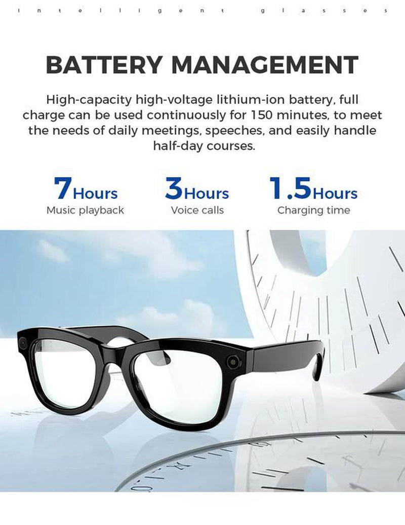 Smart Glasses Camera, Polarized Sunglasses with Built-In Microphone & Speaker, Voice Assistant, UV Protective & Audio Sunscreen Multifunctional Smart Glasses, Wearable Smart Eyewear