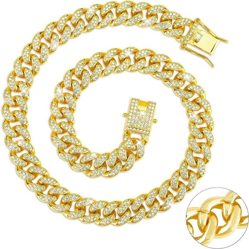 Cuban Link Chain for Men Women,Hip Hop Decoration,Iced Out Chain,Fashion Decoration
