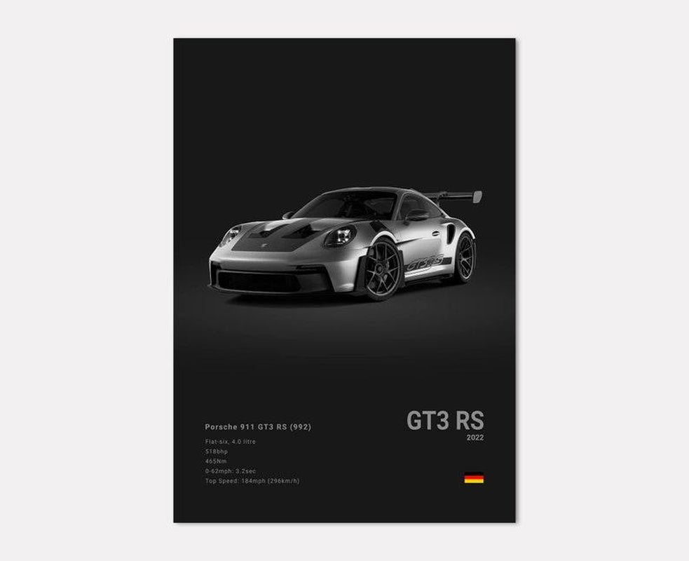 Porsche 992 GT3 RS Poster Print | Wall Art | Car Photography Poster No Framed