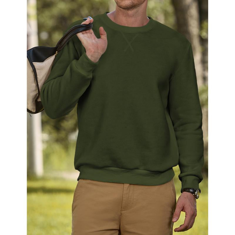 Dokotoo Men Classic Men'S Crewneck Sweatshirts Solid Color Fleece Warm Pullover Long Sleeve Casual Tops for Everyday Comfort & Style