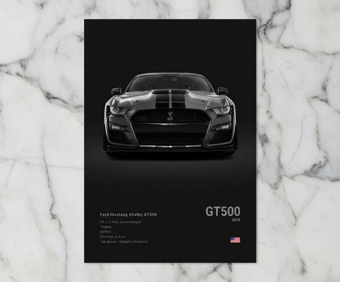 Ford Mustang Shelby GT500 Poster No Framed Prints, Gifts for Men, Vintage Cars Posters, Car Lovers Gifts, Car Wall Art Room Decor