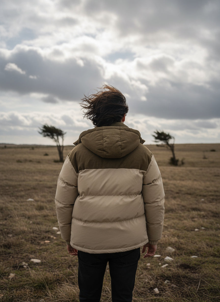 Men'S Winter Thickened Cotton Jacket, Hooded Patchwork Coat, Warm Casual Simple Style Outerwear, Men'S Winter Clothing