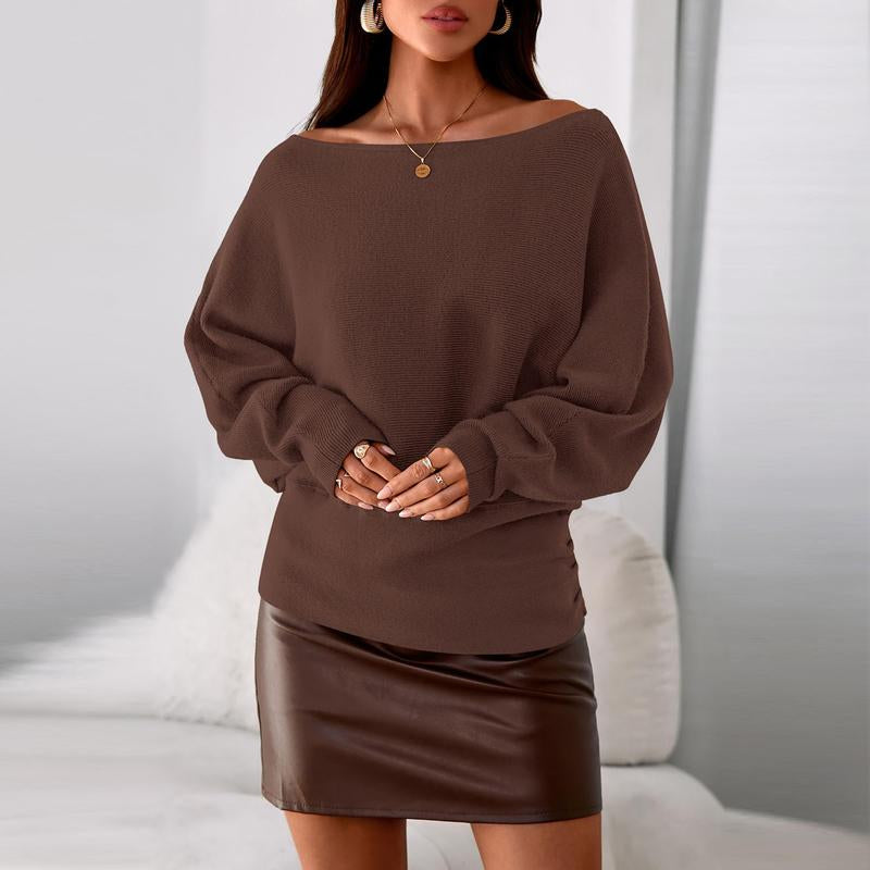 Prettygarden Womens‘ off Shoulder Knit Top Fall Sweater Trendy Long Batwing Sleeve Pullover Going Out Tops Winter Clothing#Fallfreshness