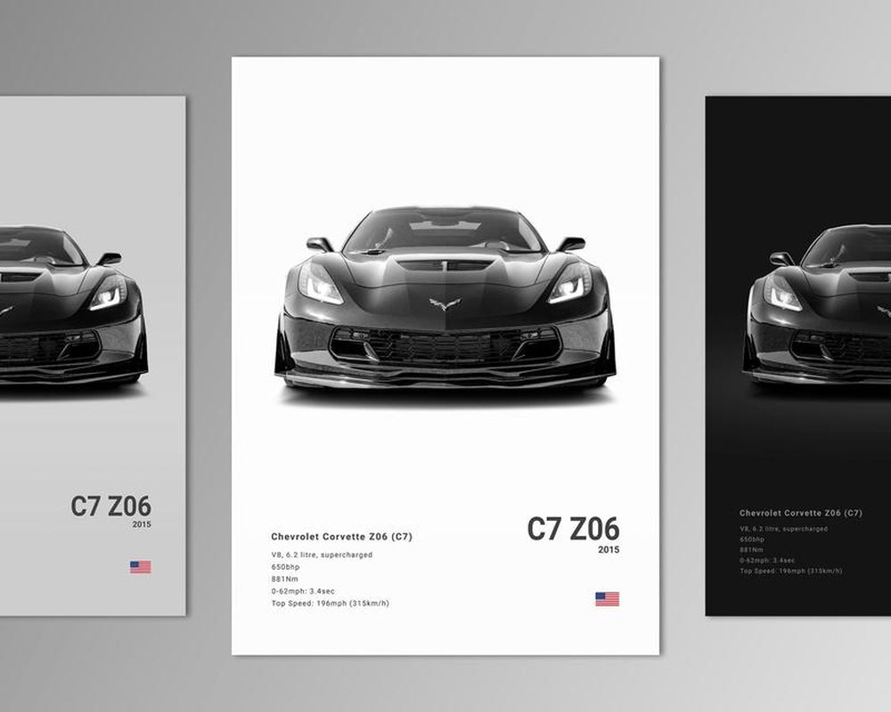 Chevrolet Corvette Z06 C7 Poster No Framed Prints, Gifts for Men, Vintage Cars Posters, Car Lovers Gifts, Car Wall Art Room Decor