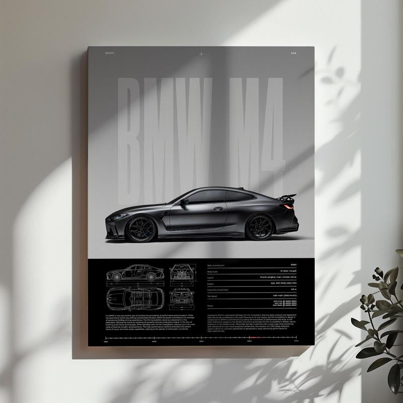 BMW M4 Competition Poster | Car Poster | Super Car | Home Decor | Wall Decor