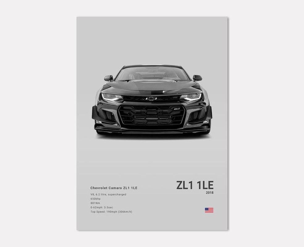 Chevrolet Camaro ZL1 1LE Poster No Framed Prints, Gifts for Men, Vintage Cars Posters, Car Lovers Gifts, Car Wall Art Room Decor
