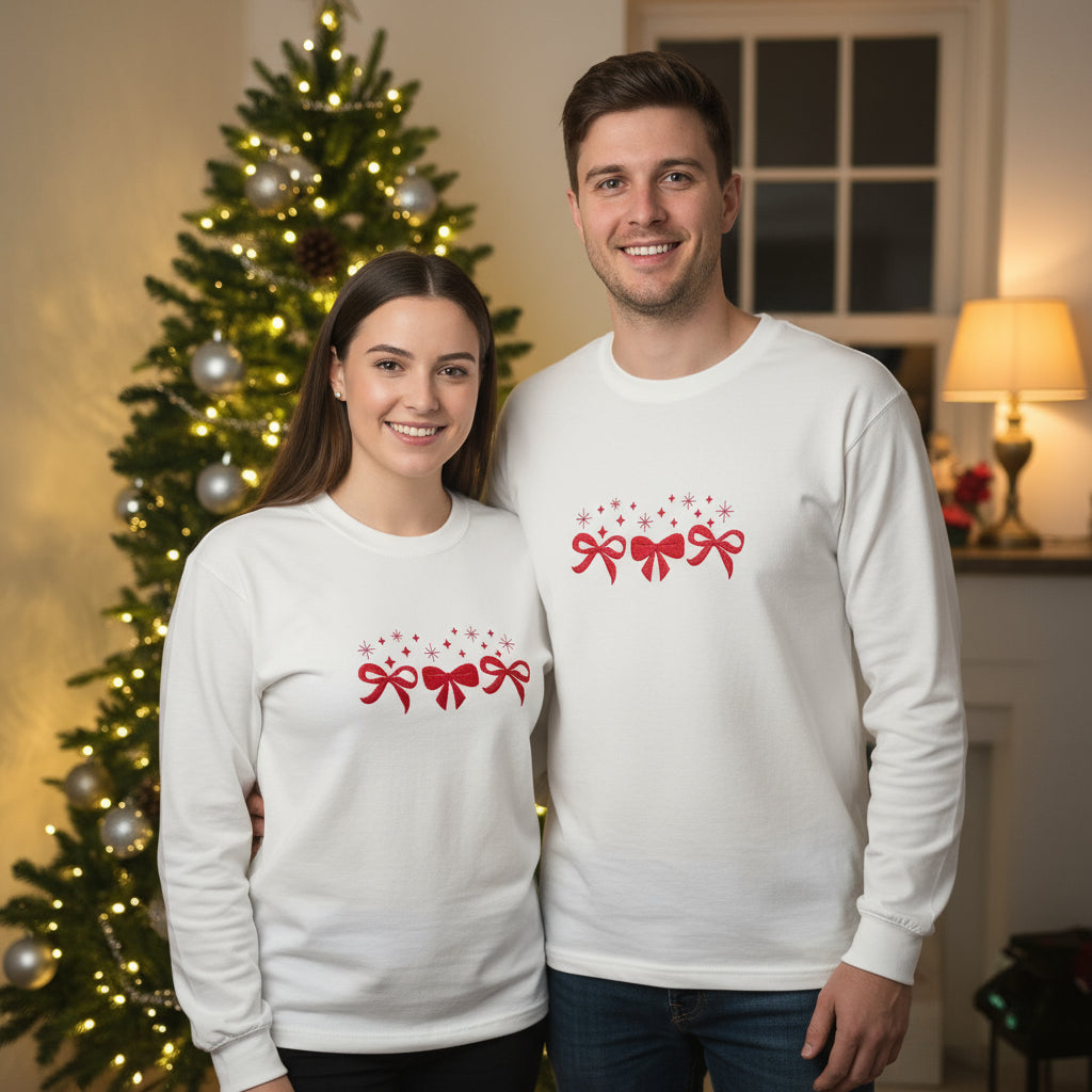 Red Bow Christmas Embroidered Sweatshirt