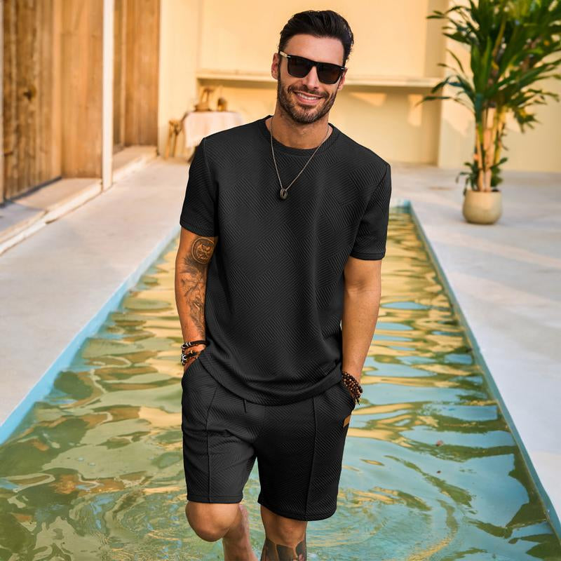 Dokotoo Men Mens Short Sets 2 Piece Outfits Summer Casual T-Shirts and Shorts Tracksuit Sets with Pockets Menswear Shortsleeve Crewneck Clothes Formal Fathersdaygift Gamis