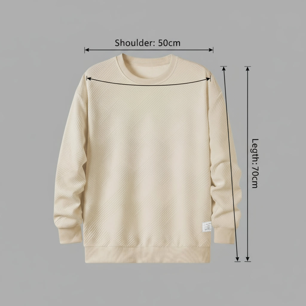 Dokotoo Men Men'S Crewneck Sweatshirts Soild Color Geometric Texture Long Sleeve Casual Pullover Shirt