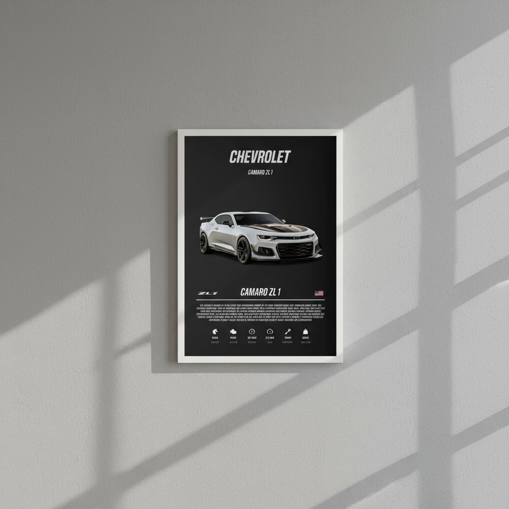 Perectpearlzlnc Chevrolet Camaro ZL1 Car Poster No Framed, Christmas Home Decor, Car Enthusiast, Car Minimalist Wall Art