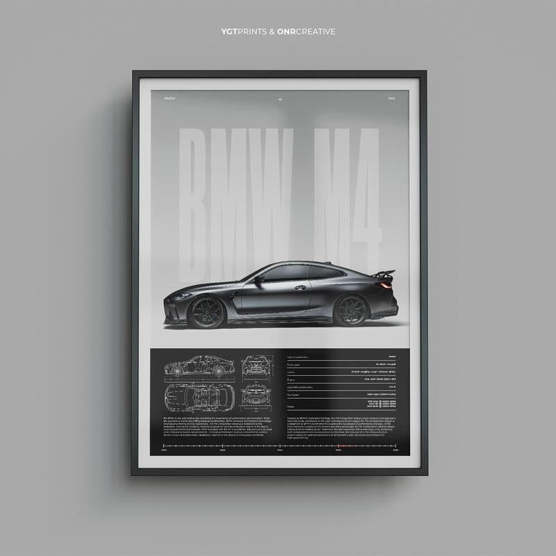 BMW M4 Competition Poster | Car Poster | Super Car | Home Decor | Wall Decor