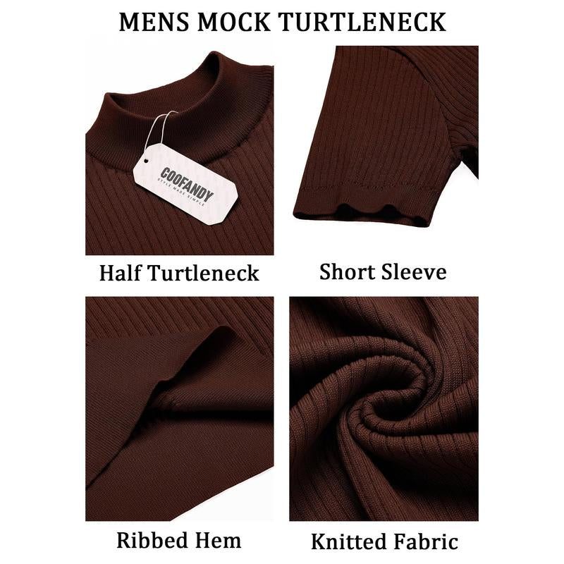 COOFANDY Men'S Mock Turtleneck Sweater Short Sleeve Casual Basic Tops Ribbed Knit Pullover Solid Tee