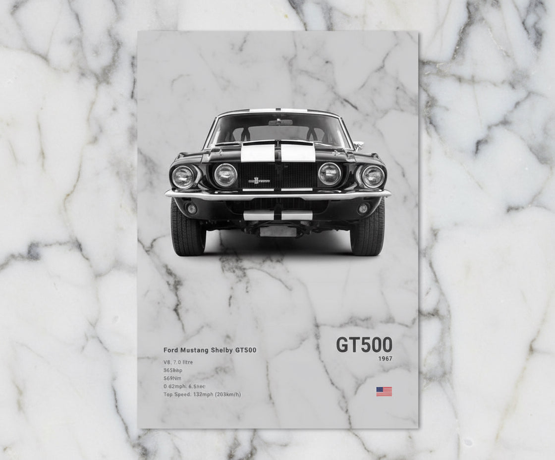 Ford Mustang Shelby GT500 1967 Poster No Framed Prints, Gifts for Men, Vintage Cars Posters, Car Lovers Gifts, Car Wall Art Room Decor