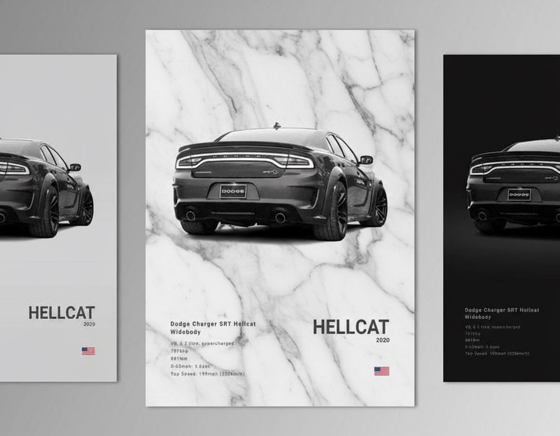 Dodge Charger SRT Hellcat Widebody Poster No Framed Prints, Gifts for Men, Vintage Cars Posters, Car Lovers Gifts, Car Wall Art Room Decor