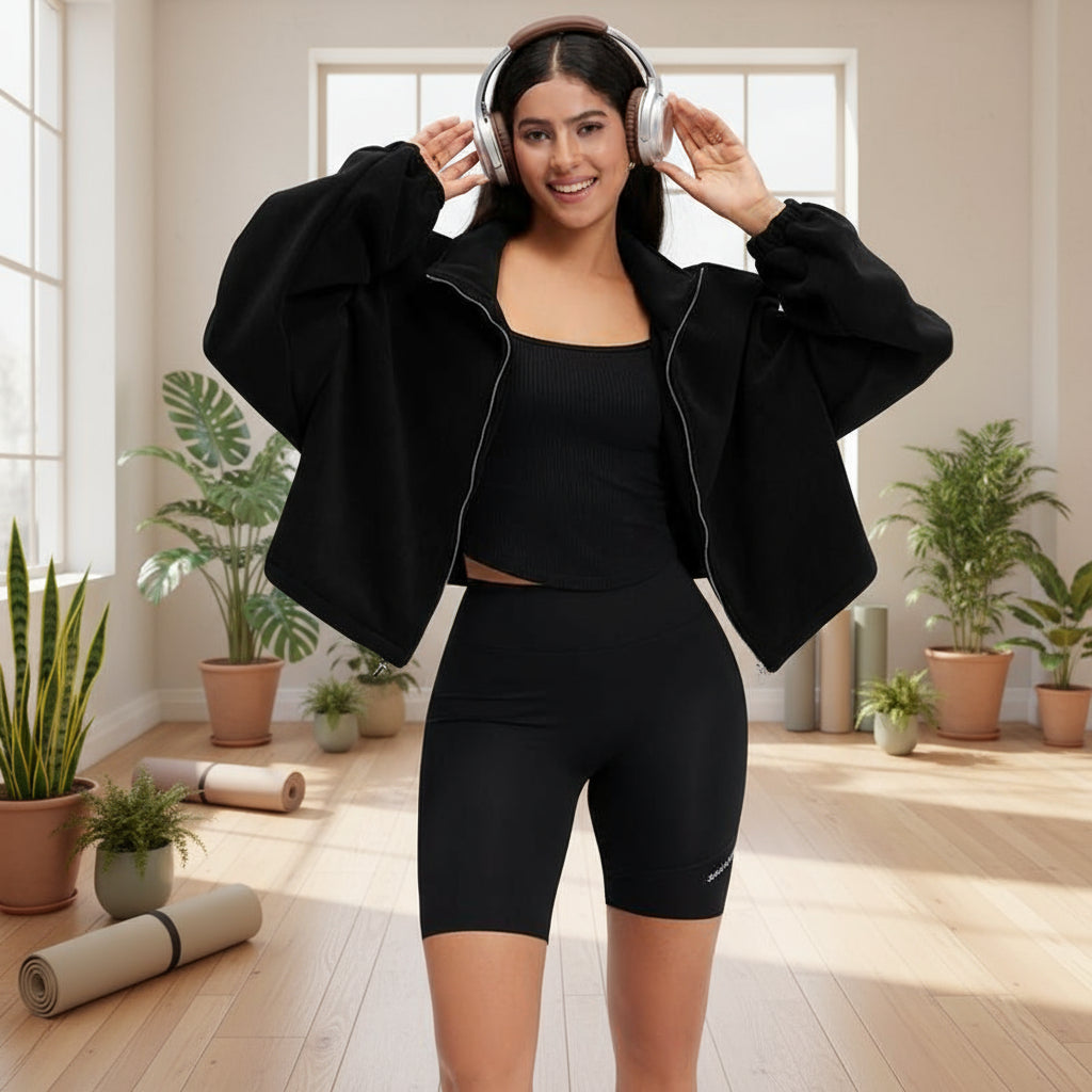 OQQ Women'S Full-Zip down Pullover with Standing Collar - Sherpa-Style Winter Long-Sleeved Jacket, Featuring Drawstring at the Hem of the Garment