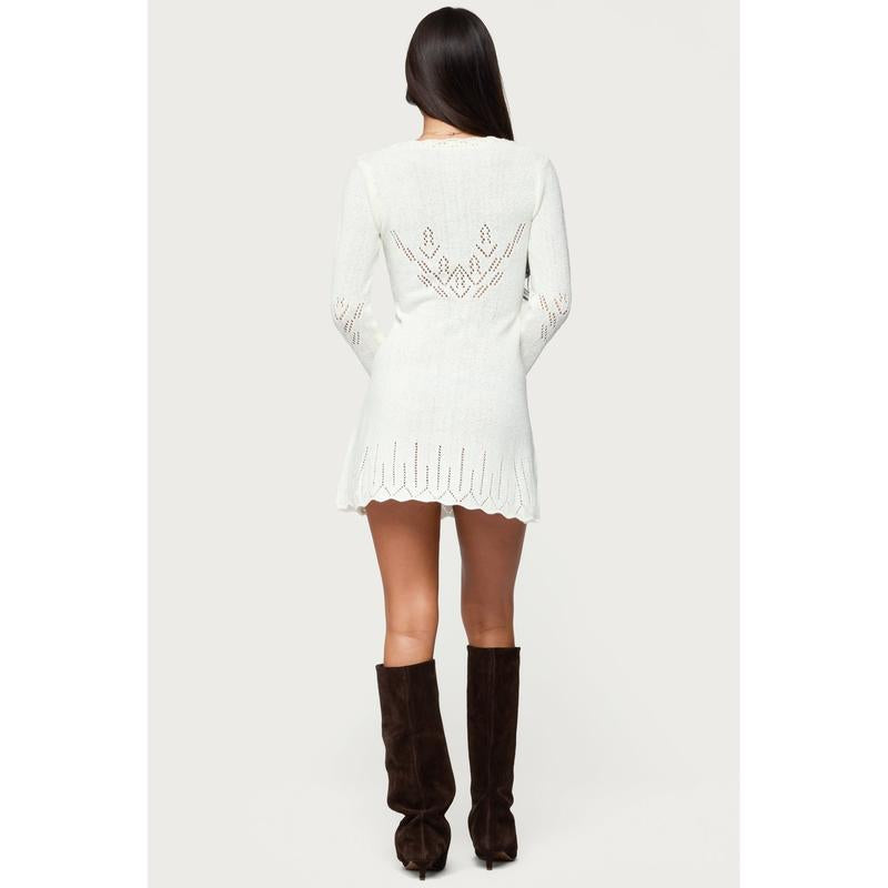 Shaia Pointelle Knit Mini Dress