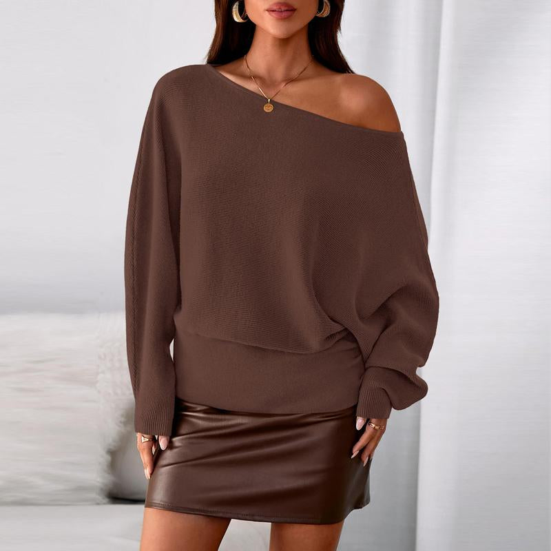 Prettygarden Womens‘ off Shoulder Knit Top Fall Sweater Trendy Long Batwing Sleeve Pullover Going Out Tops Winter Clothing#Fallfreshness