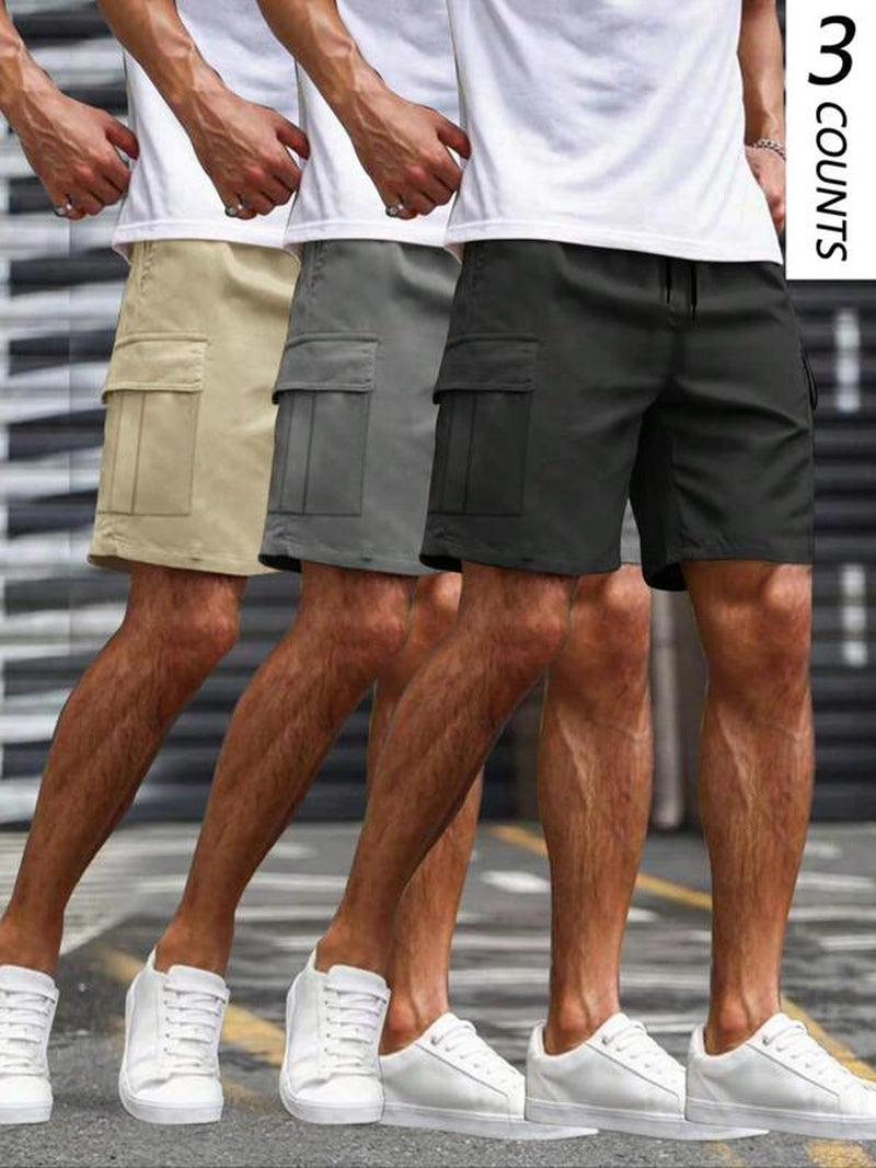 Men'S Solid Color Flap Pocket Cargo Shorts, Regular Fit Casual Fashion Comfy Shorts for Summer, Men'S Bottoms for Daily Wear, Breathable Athletic Shorts
