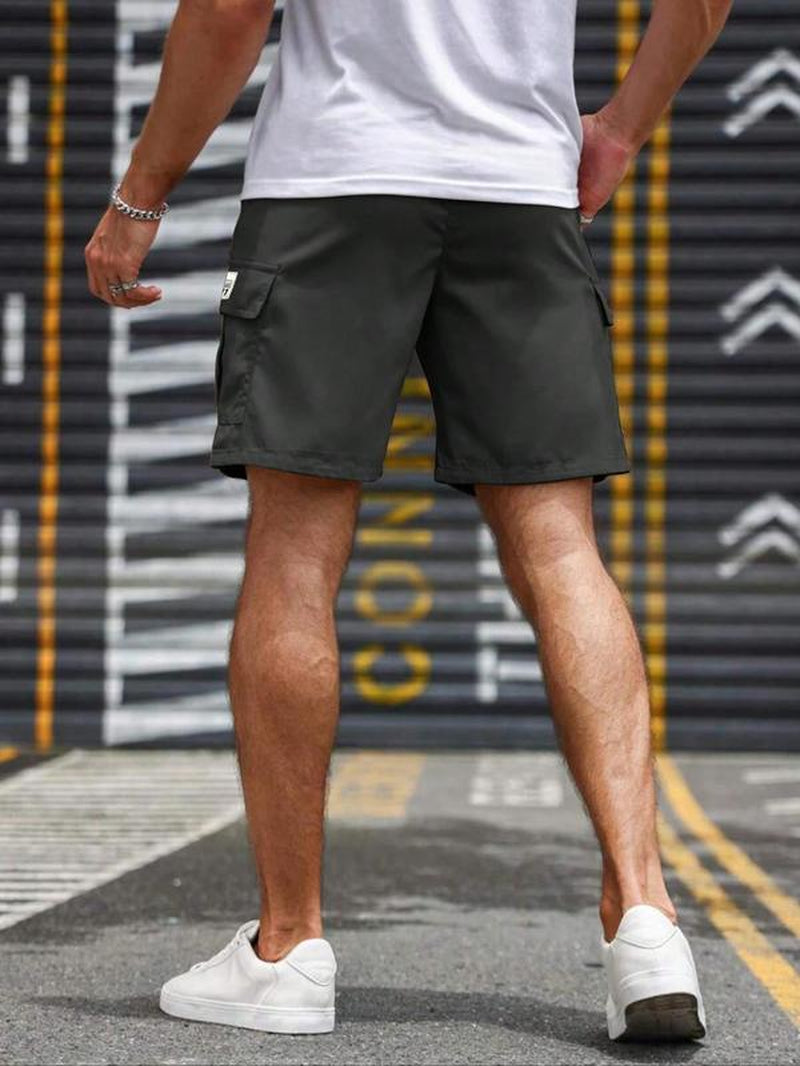 Men'S Solid Color Flap Pocket Cargo Shorts, Regular Fit Casual Fashion Comfy Shorts for Summer, Men'S Bottoms for Daily Wear, Breathable Athletic Shorts