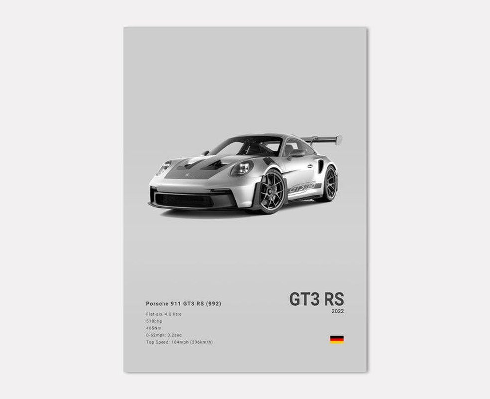 Porsche 992 GT3 RS Poster Print | Wall Art | Car Photography Poster No Framed