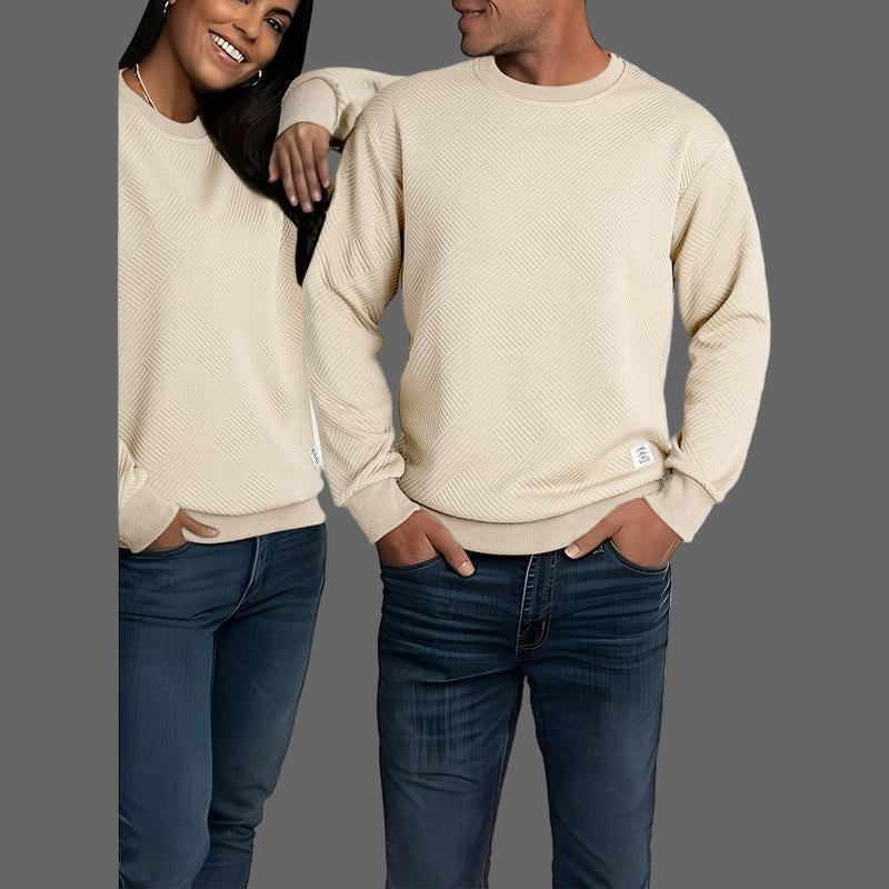 Dokotoo Men Men'S Crewneck Sweatshirts Soild Color Geometric Texture Long Sleeve Casual Pullover Shirt