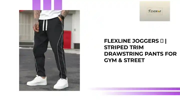 FlexLine Joggers ⚡ | Striped Trim Drawstring Pants for Gym &amp; Street by@Outfy